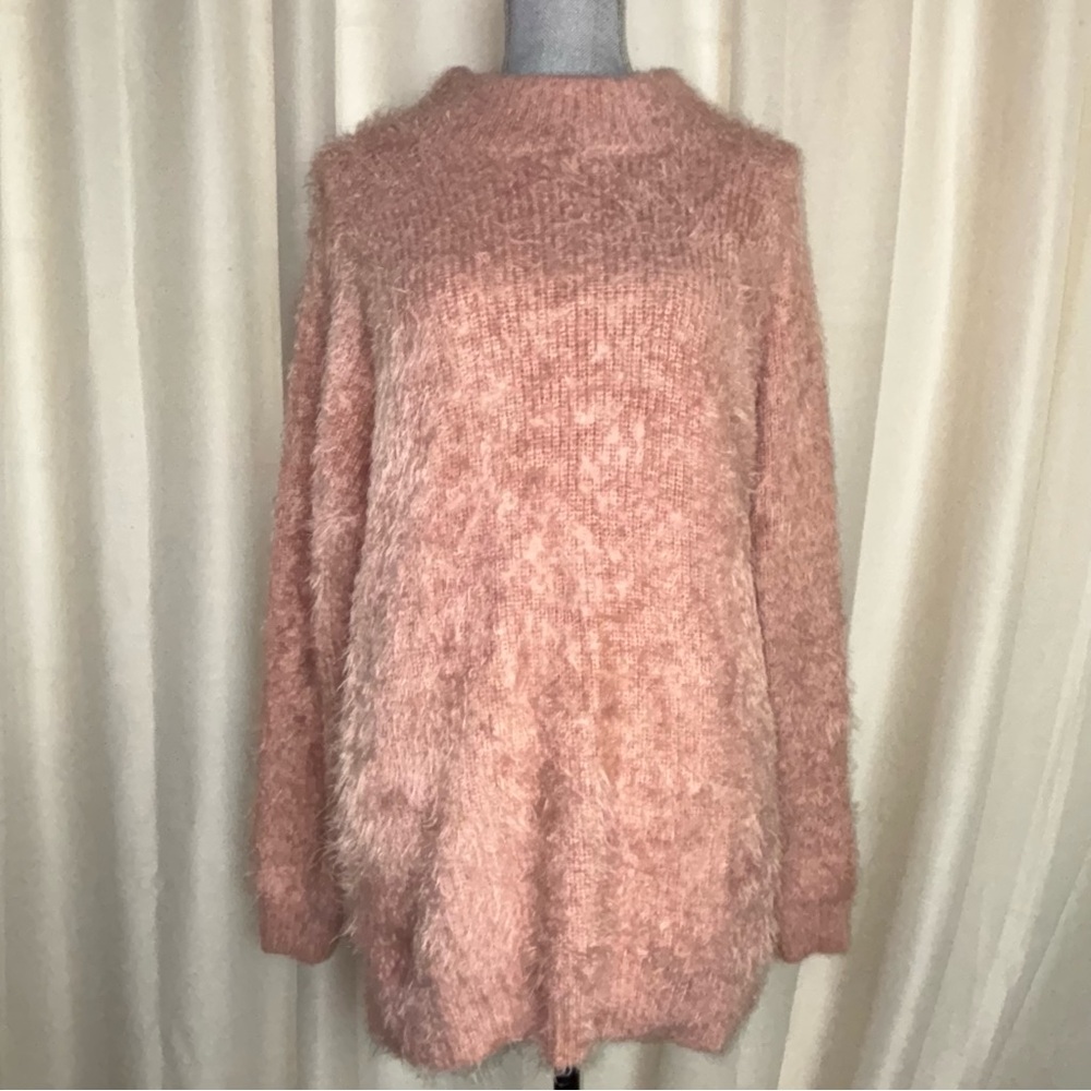 Soft Surroundings Blush Fuzzy Mock Neck Sweater